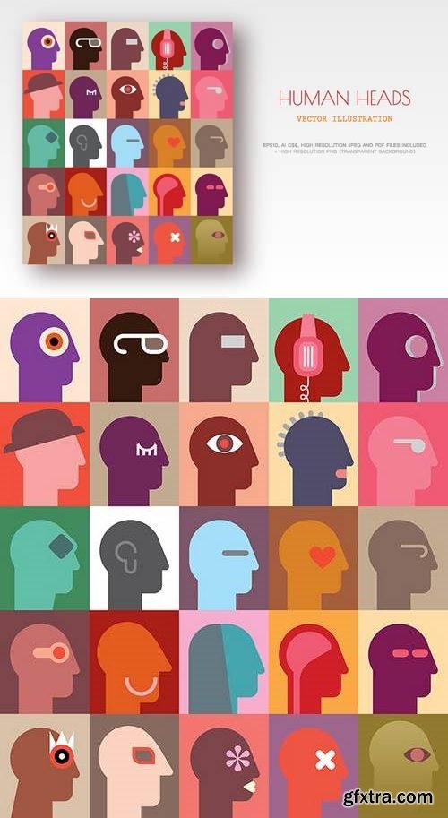 Human Heads vector illustration