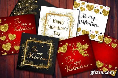 Golden Glittering Valentine Cards