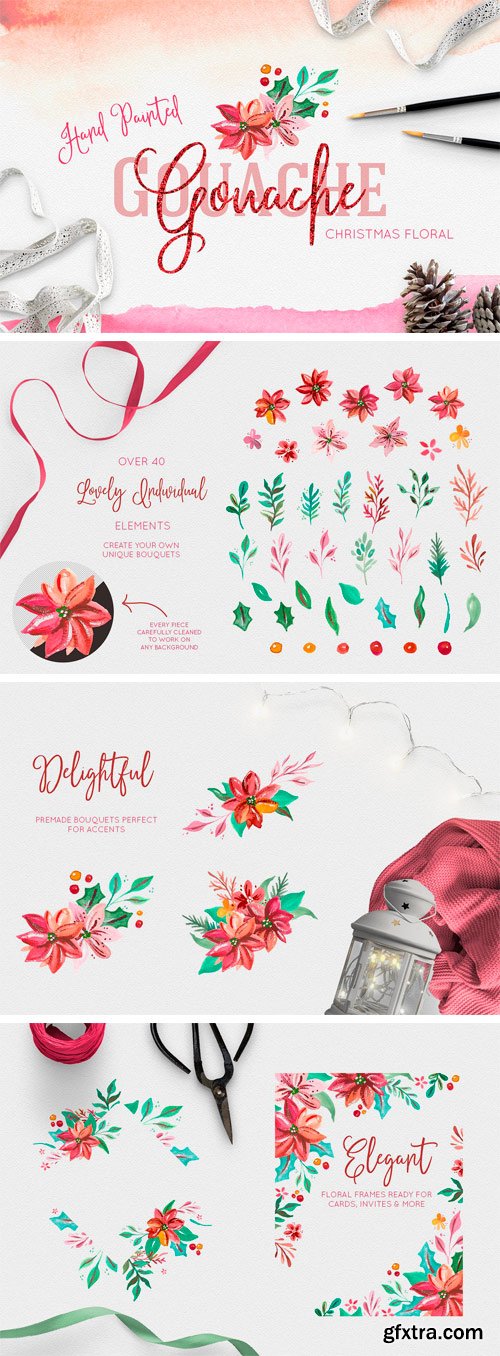 CM - Hand Painted Gouache Holiday Floral 2099283