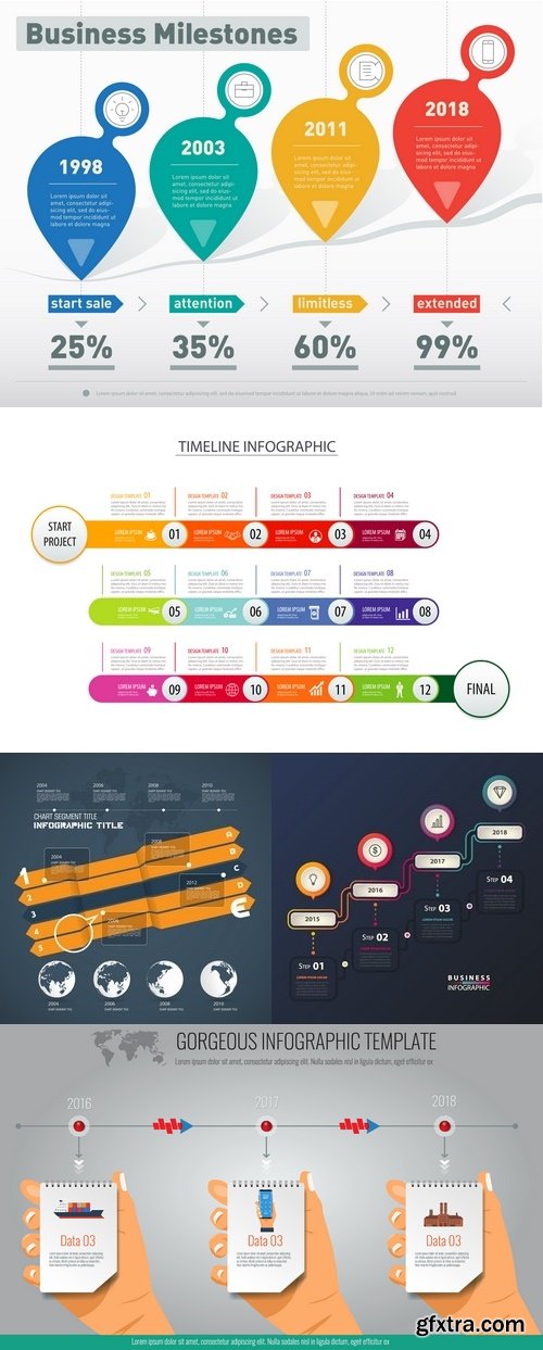 Vectors - Timeline Infographics 47