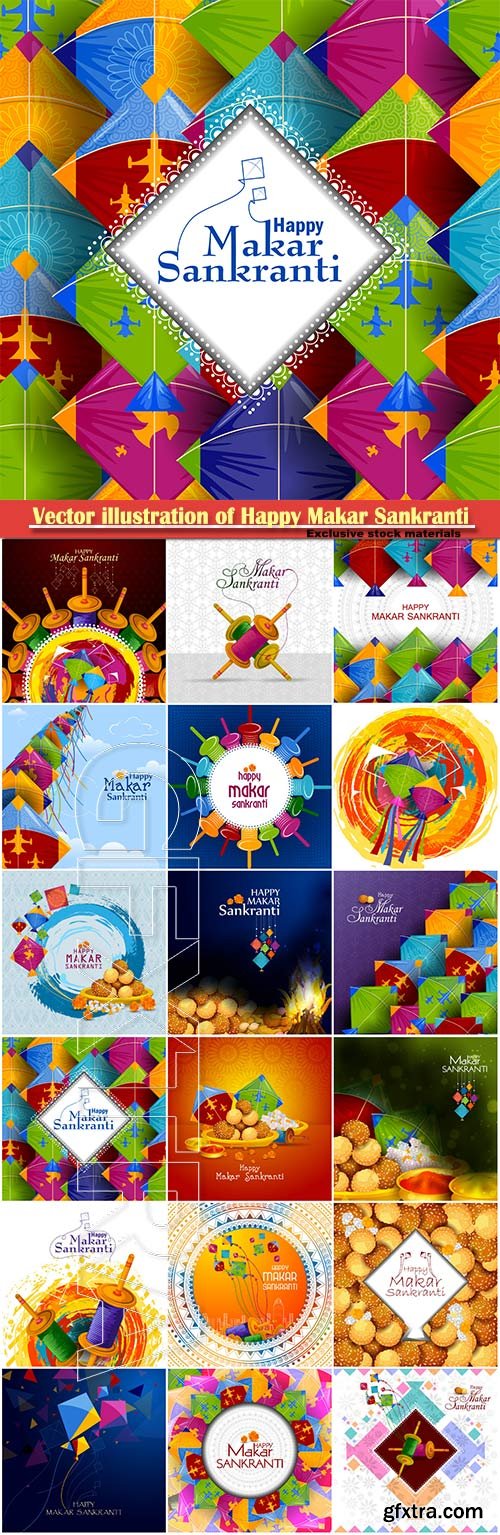 Vector illustration of Happy Makar Sankranti background