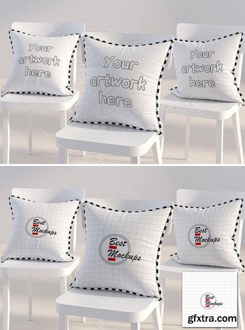 CM - Three square PILLOWS mockup styled 2120593