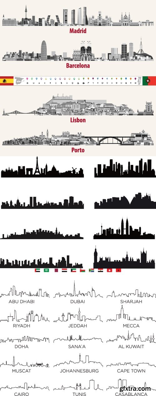 Vectors - Silhouettes of Skyline Cityscapes 27