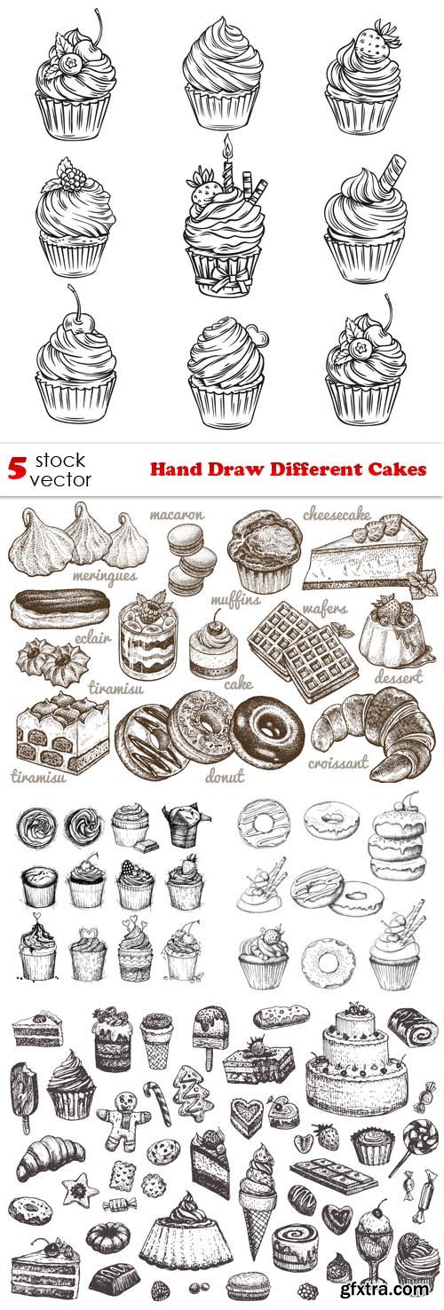 Vectors - Hand Draw Different Cakes