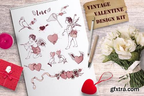 Vintage Valentine Design Kit