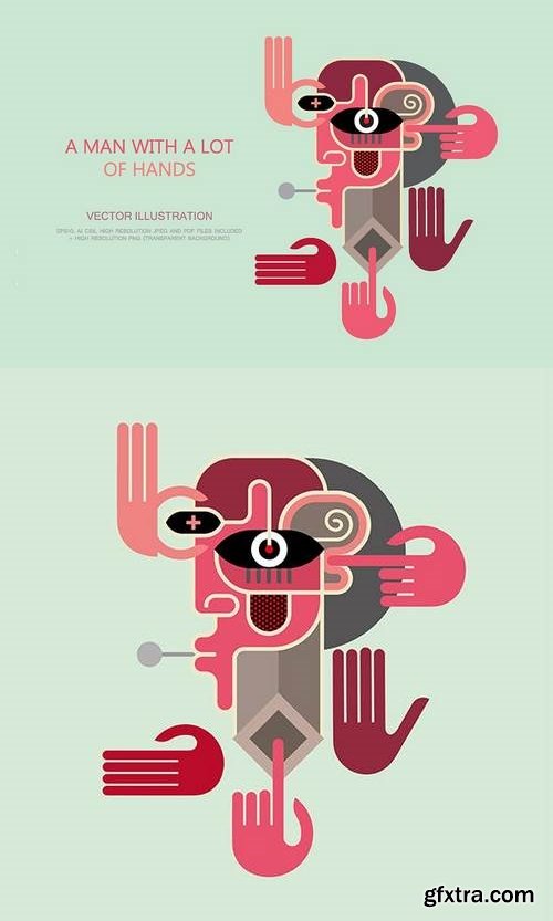 A Man With a Lot of Hands vector illustration
