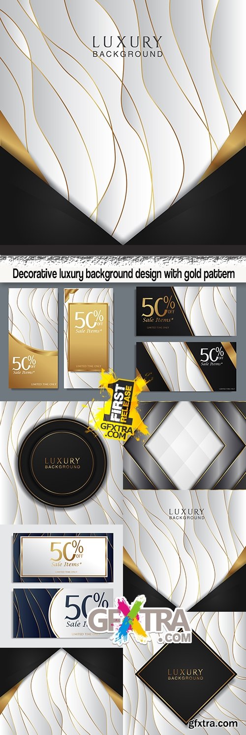 Decorative luxury background design with gold pattern