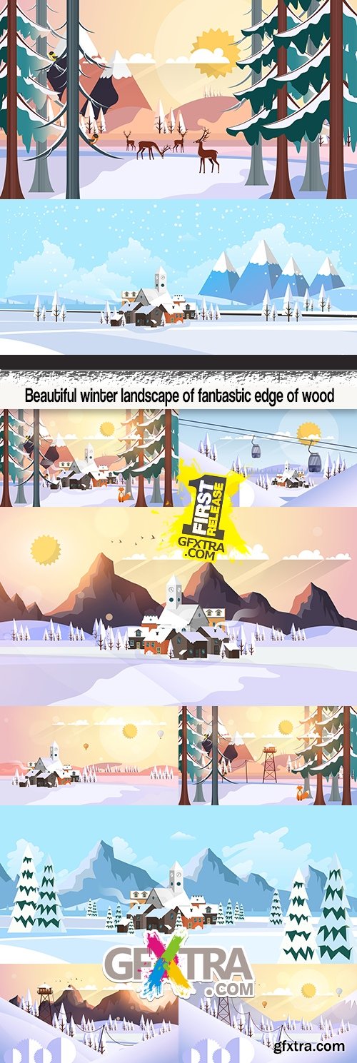 Beautiful winter landscape of fantastic edge of wood