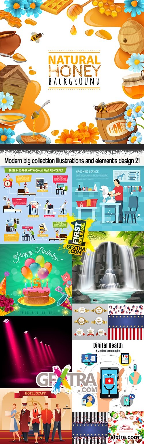 Modern big collection illustrations and elements design 21