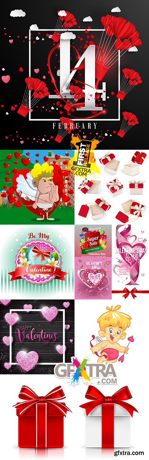 Happy Valentines Day romantic invitation card collection