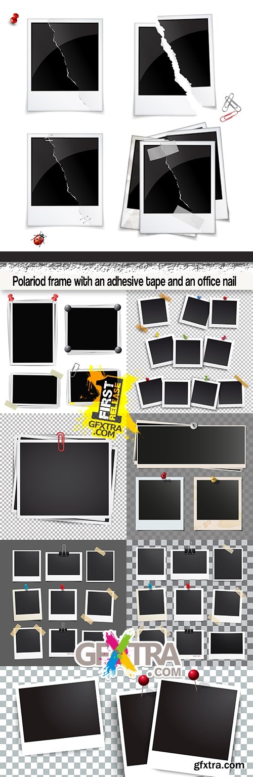 Polariod frame with an adhesive tape and an office nail