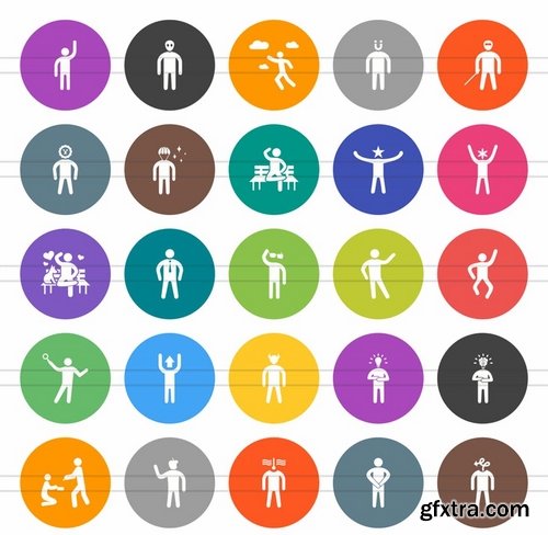 50 Personality Traits Flat Round Icons