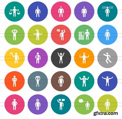 50 Personality Traits Flat Round Icons