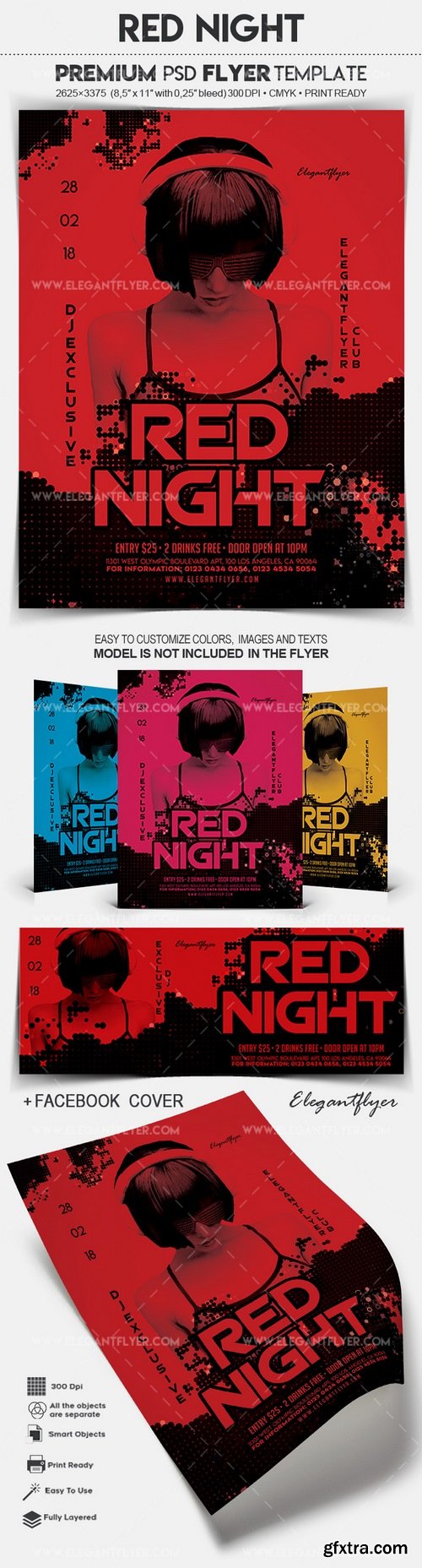 Red Night – Flyer PSD Template + Facebook Cover