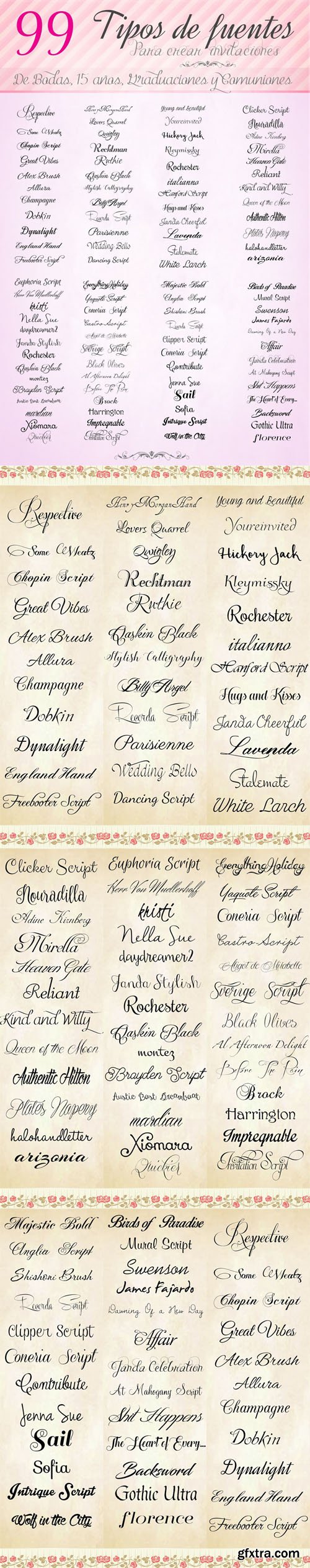 99 Beautiful Cursive Fonts (Multilingual)