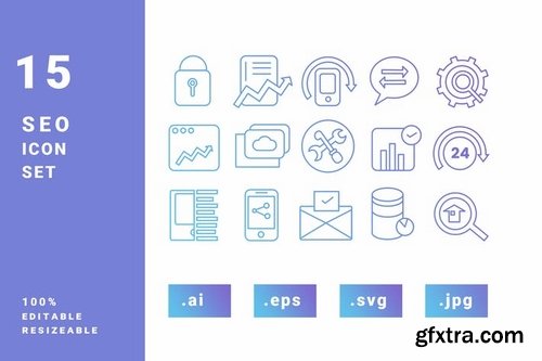 15 SEO outline icon set