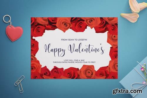 Floral Valentine\'s Day Card Template