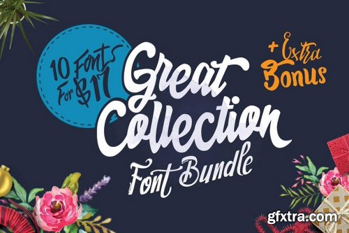 Collection of 10 Unique Fonts Familys - 47 Fonts