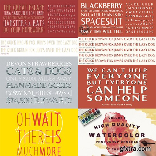 57 Handcrafted Fonts 230 Textures & 100s of Design Extras - 97 Fonts