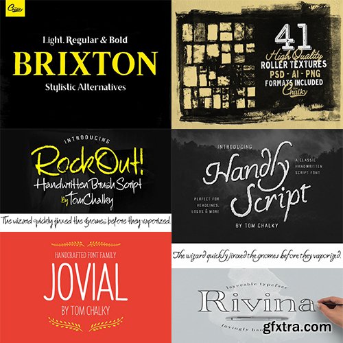 57 Handcrafted Fonts 230 Textures & 100s of Design Extras - 97 Fonts