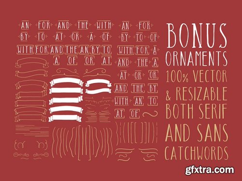 57 Handcrafted Fonts 230 Textures & 100s of Design Extras - 97 Fonts