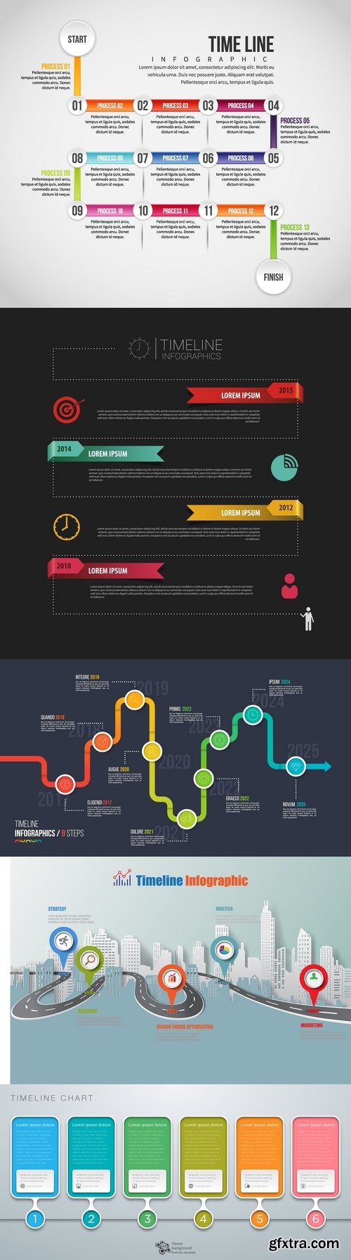 Vectors - Timeline Infographics 48