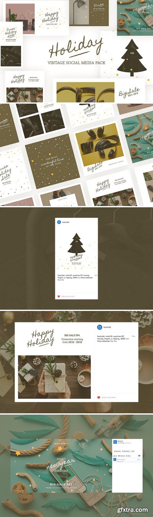 CM - Holiday Vintage Social Media Pack 2137285