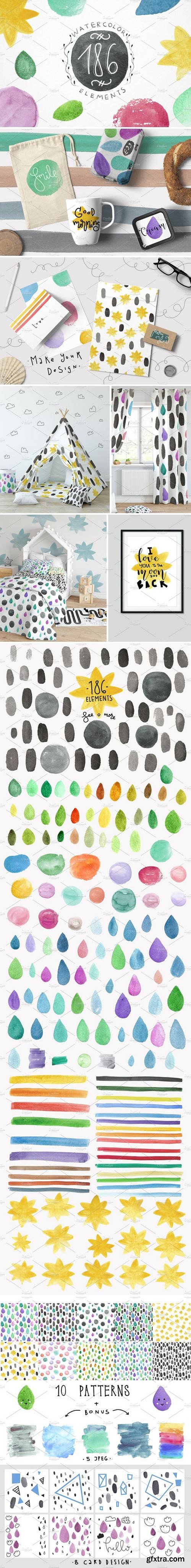 CM - Set of 186 watercolor elements 2138723