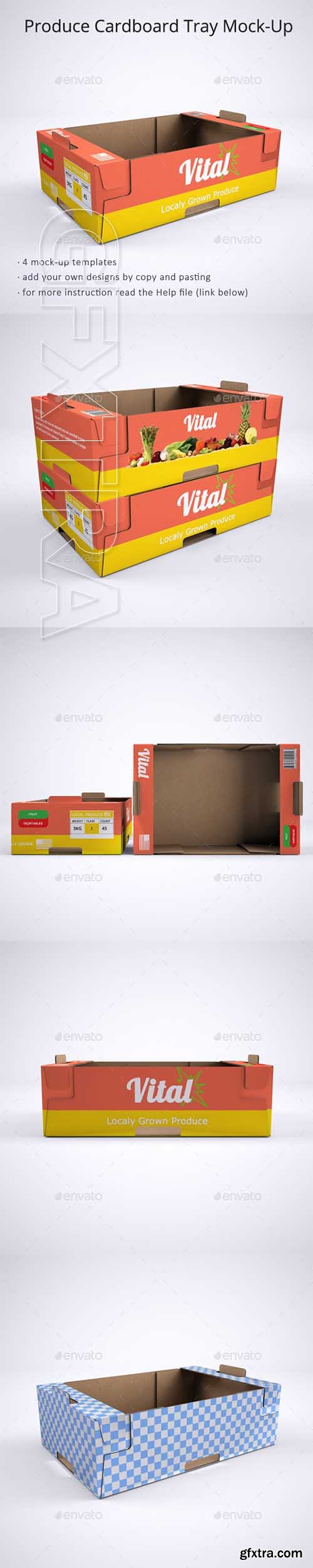 GraphicRiver - Produce Cardboard Tray or Box Mock-Up 21246954