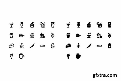 74 Food and Drinks Icons