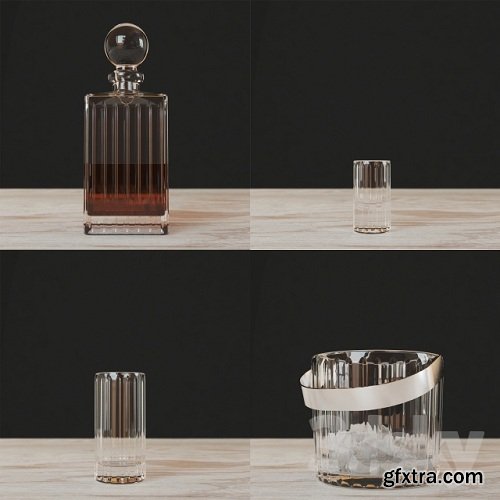 Restoration Hardware BOULEVARD CUT CRYSTAL BARWARE SET