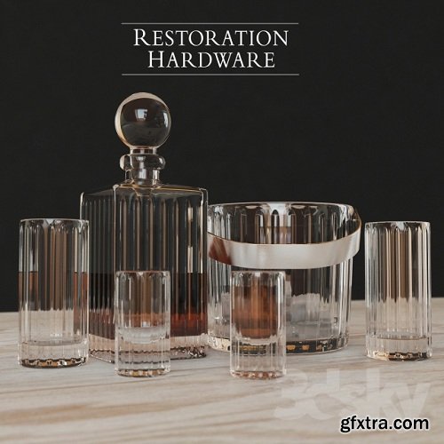 Restoration Hardware BOULEVARD CUT CRYSTAL BARWARE SET