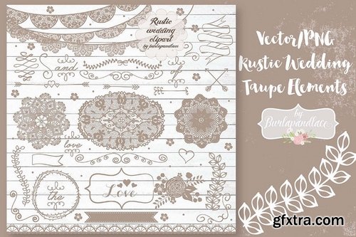 VectorPNG Rustic Wedding Taupe Elements