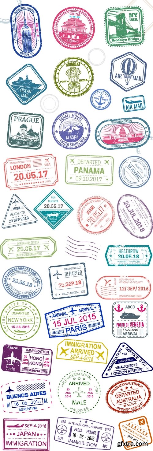 Vectors - Grunge Travel Stamps