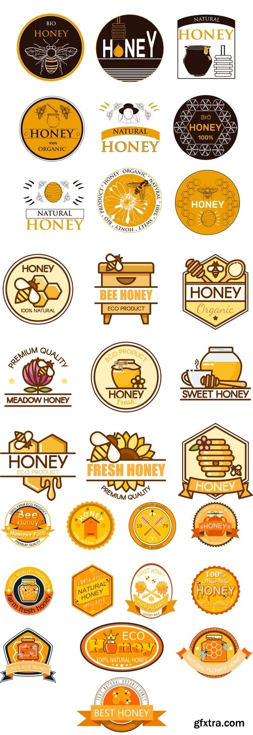 Vectors - Honey Shiny Labels Set 8