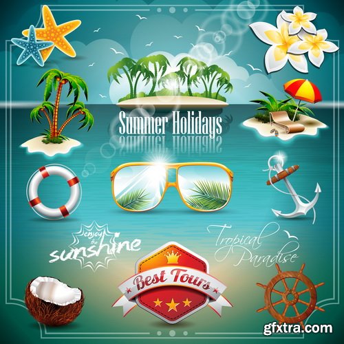 Summer Design Elements Collection #1, 25xEPS