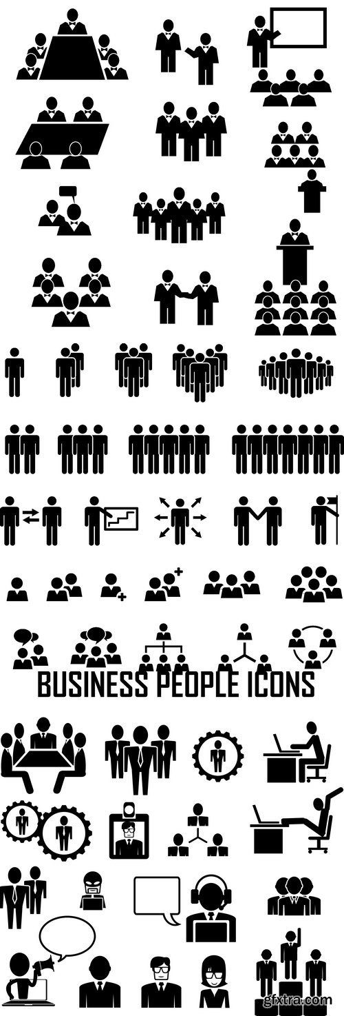 Vectors - Black Business People Icons 14