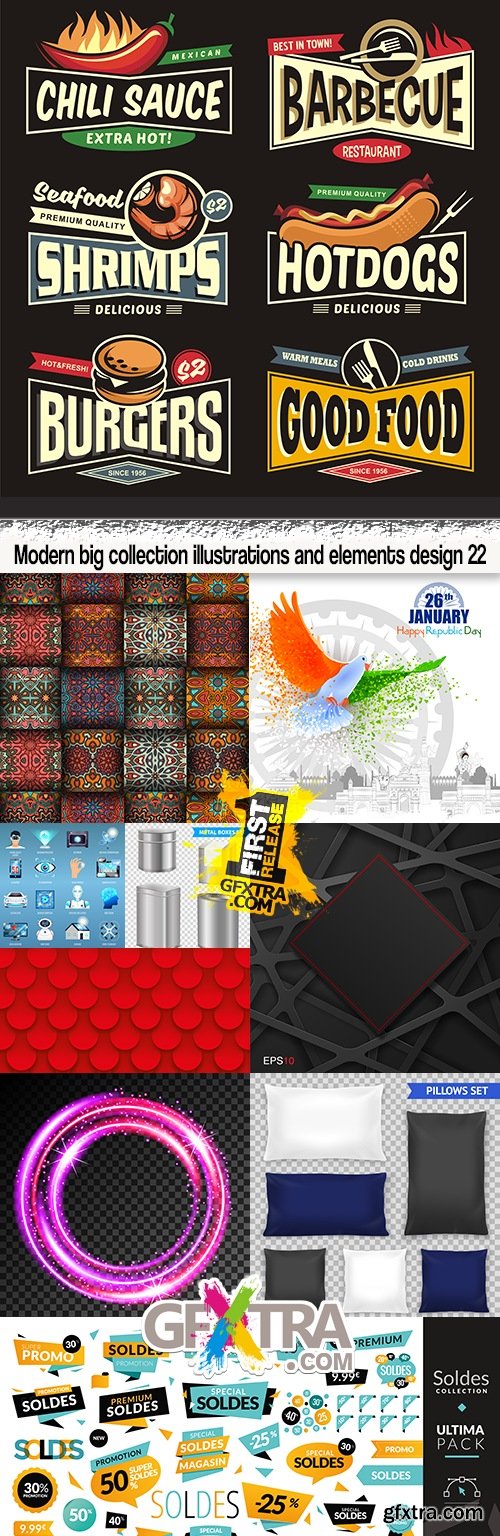 Modern big collection illustrations and elements design 22