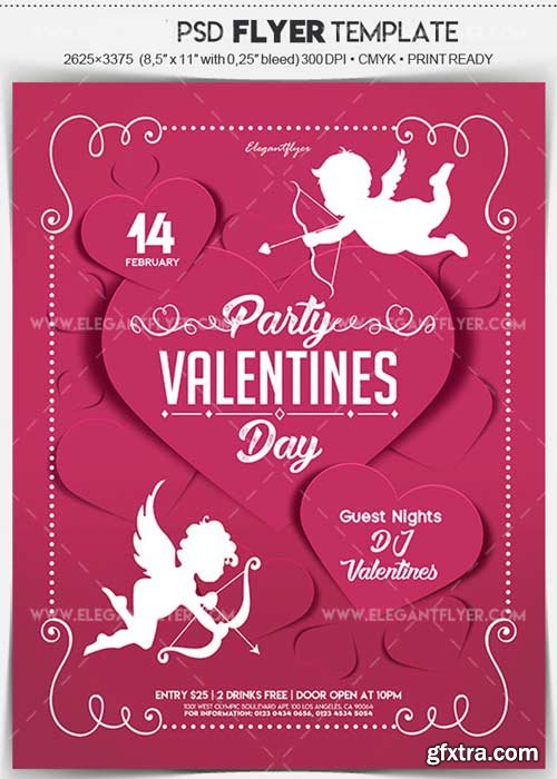 Valentines Day Party V12 Flyer PSD Template + Facebook Cover