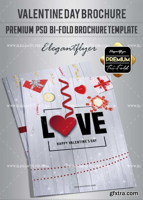 Valentines Day V14 Premium Bi-Fold PSD Brochure Template