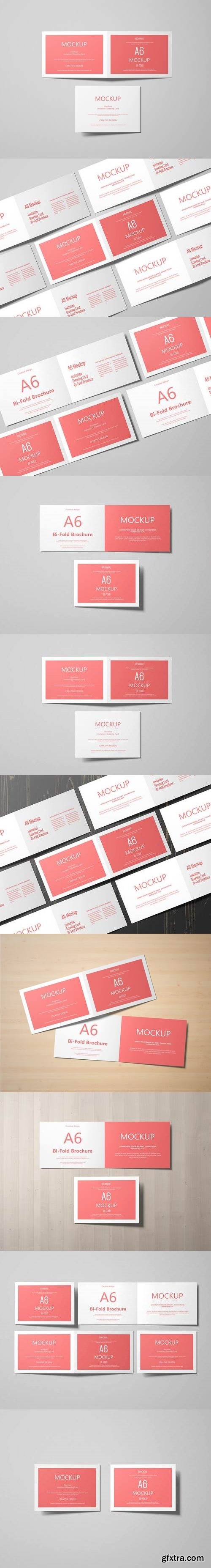 A6 Landscape Greeting Card Invitation Mockup Set 1