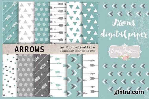 Mint arrows digital paper pack