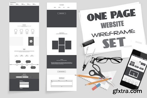 CM - One Page Website Wireframe Kit. #3 1485846