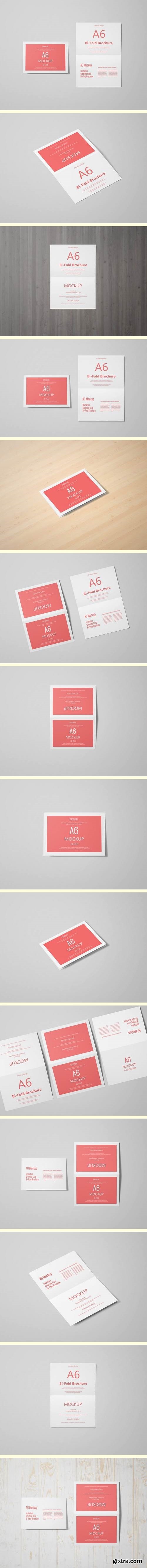 A6 Landscape Greeting Card Invitation Mockup Set 3