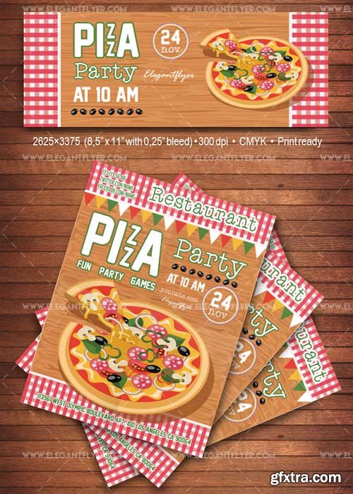 Pizza Party V1 2018 Flyer PSD Template + Facebook Cover