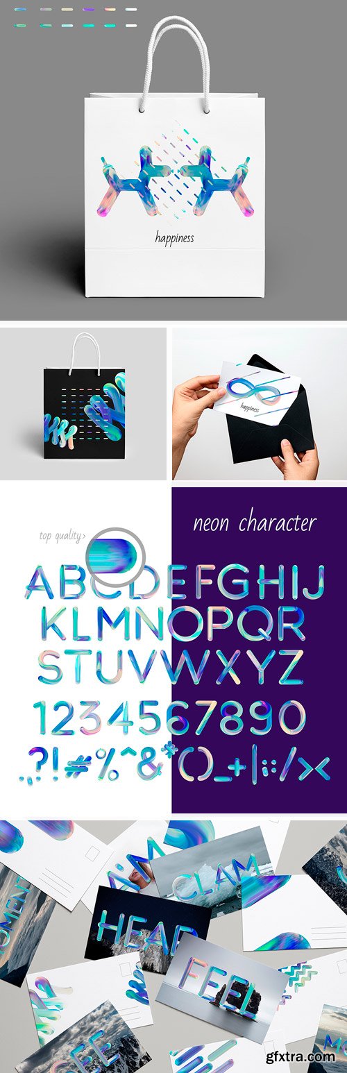 Neon PSD Font + Patterns