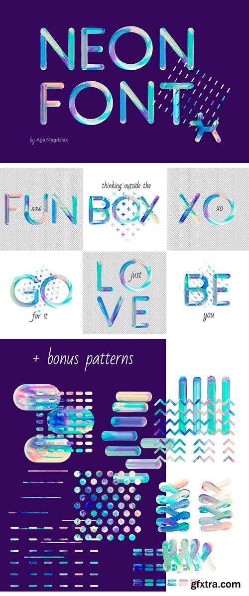 Neon PSD Font + Patterns