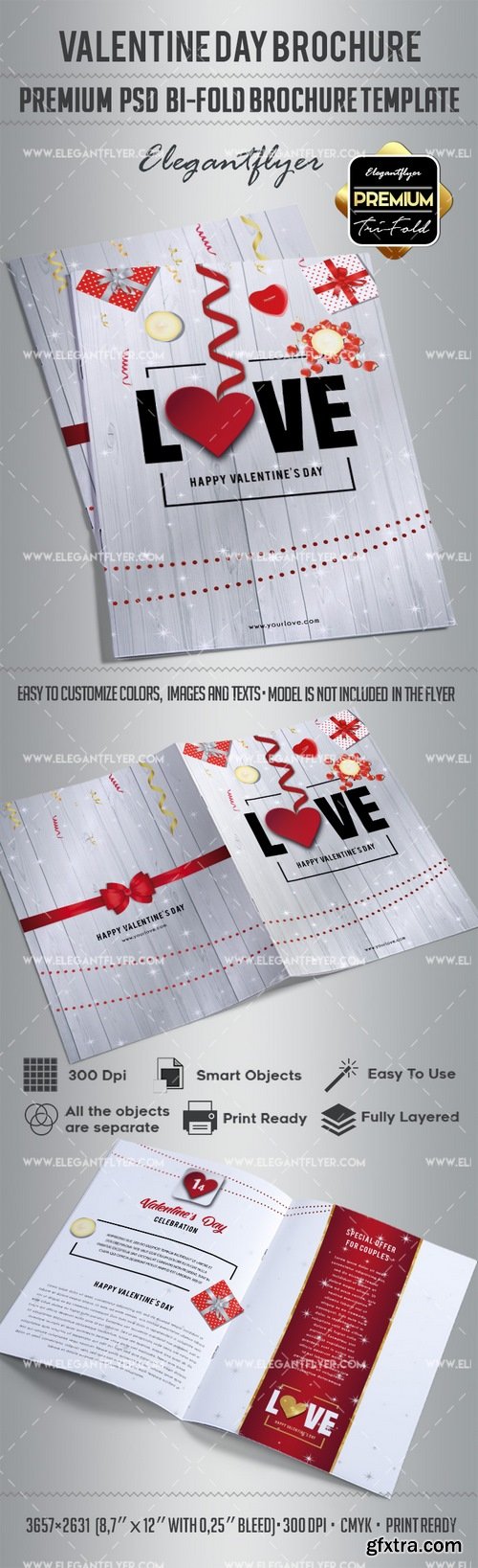 Valentines Day – Premium Bi-Fold PSD Brochure Template