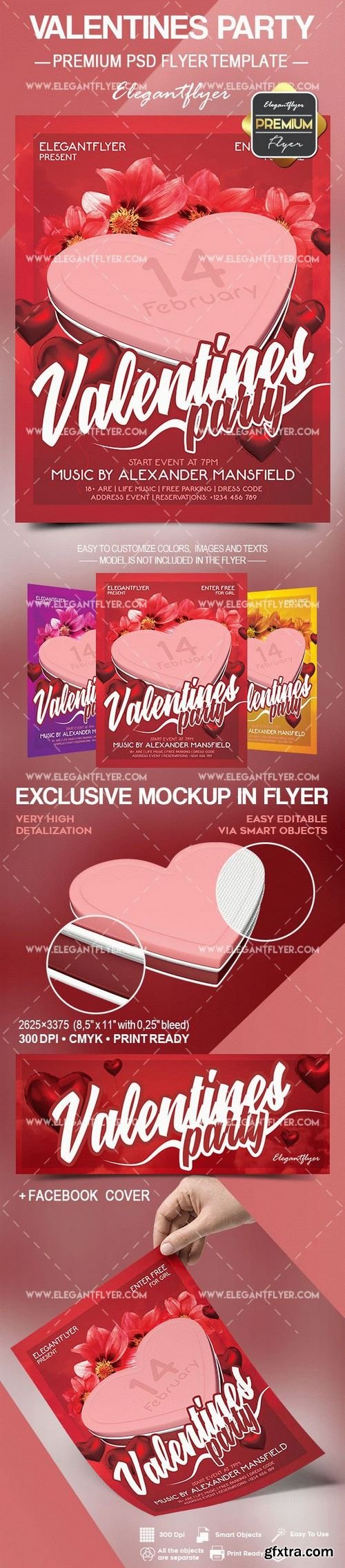 Valentines Party – Flyer PSD Template + Facebook Cover