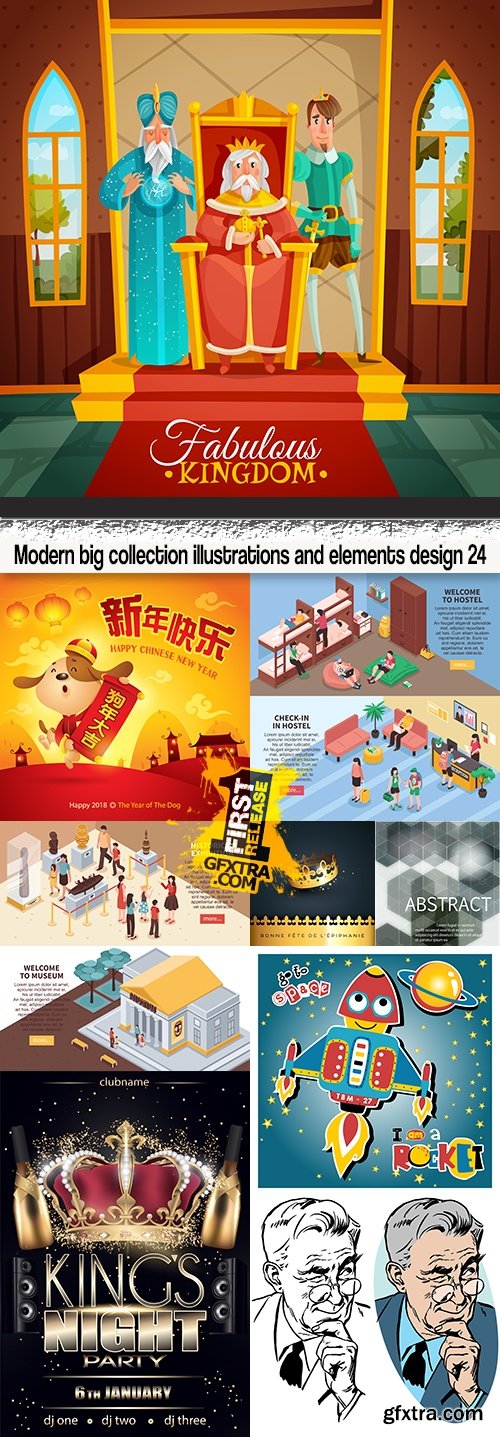 Modern big collection illustrations and elements design 24